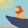 icomania:Lion on a cliff under the sun.