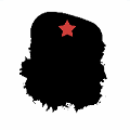 icomania:Outline of man with hat and bushy beard, with red star.
