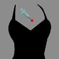 icomania:Black dress with needle.