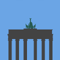 icomania:Building with six columns and statues on top.