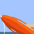 icomania:Orange floating device in the ocean.