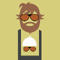icomania:Man with long beard and sunglasses carrying baby.