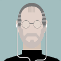 icomania:Man with grey hair, glasses, and wearing white, apple headphones.
