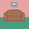 icomania:Brown couch in a living room.