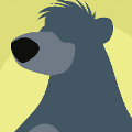 icomania:A large blue bear with a yellow background.