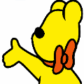 icomania:A yellow bear with an orange bow