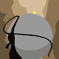 icomania:Grey rolling belt in a cave with a black whip.